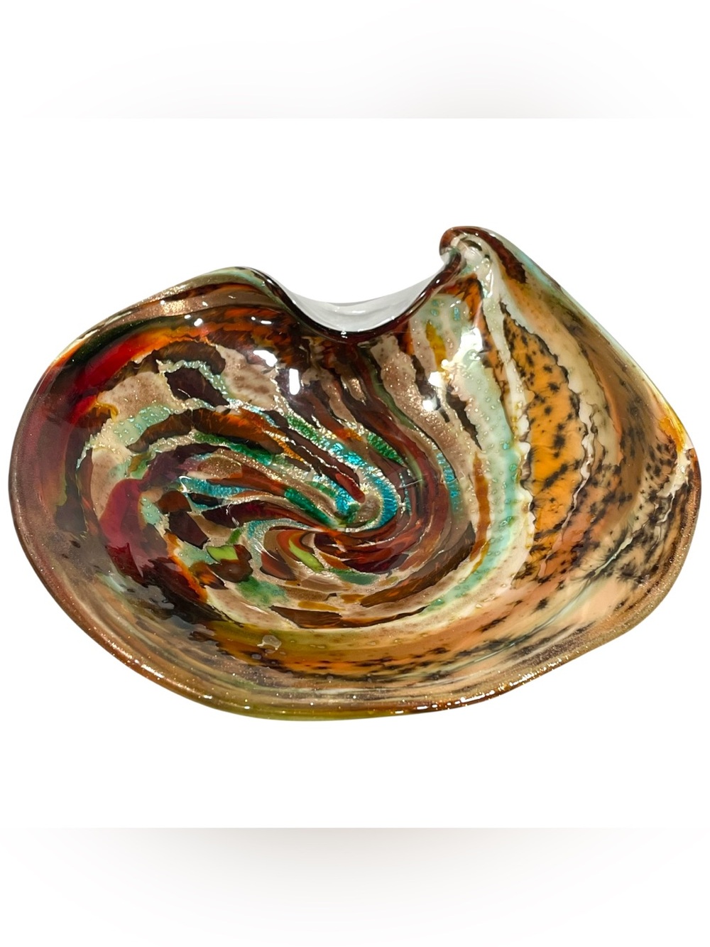 Vintage 1960s AVEM "Tutti Frutti" Murano Italy Art Glass Colorful Console Bowl